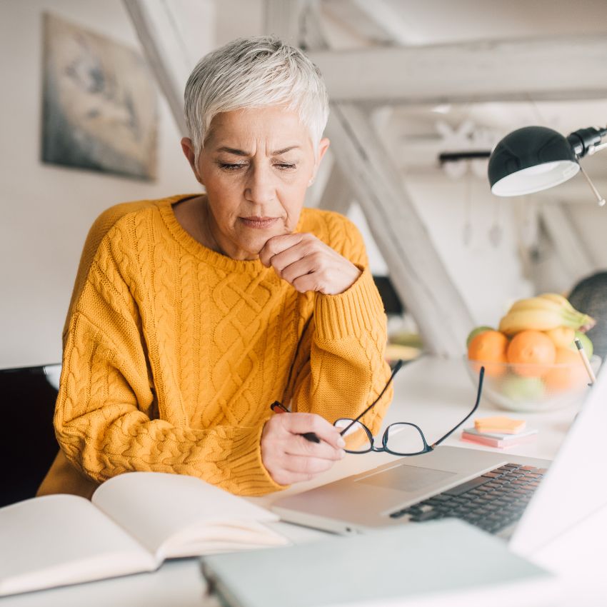 older woman working